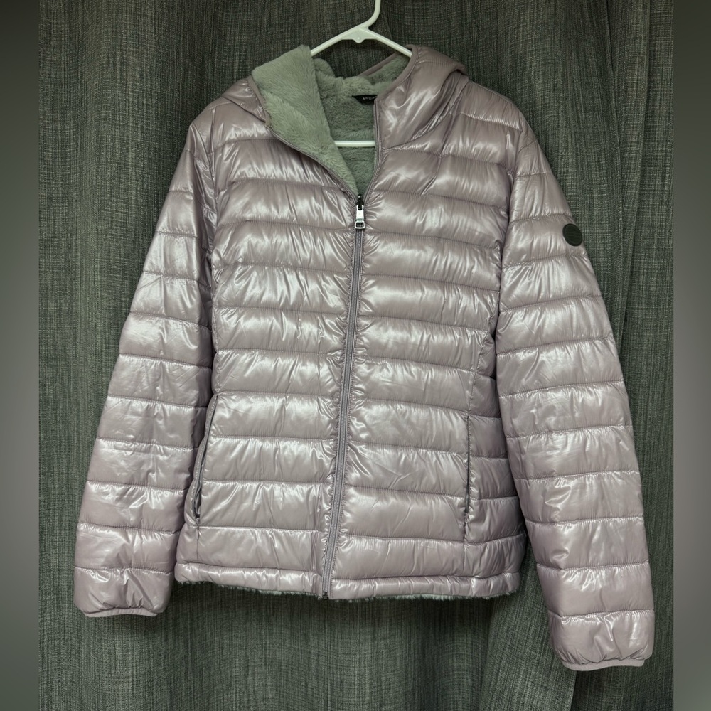 Andrew Marc ‘Reversible Metallic Purple Puffer Jacket” Extra Large (XL)